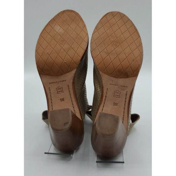 Donald PLINER Khloe Gold Leather Platino Snake Print Peep Toe Shoe Bootie Size 9 - Picture 13 of 14
